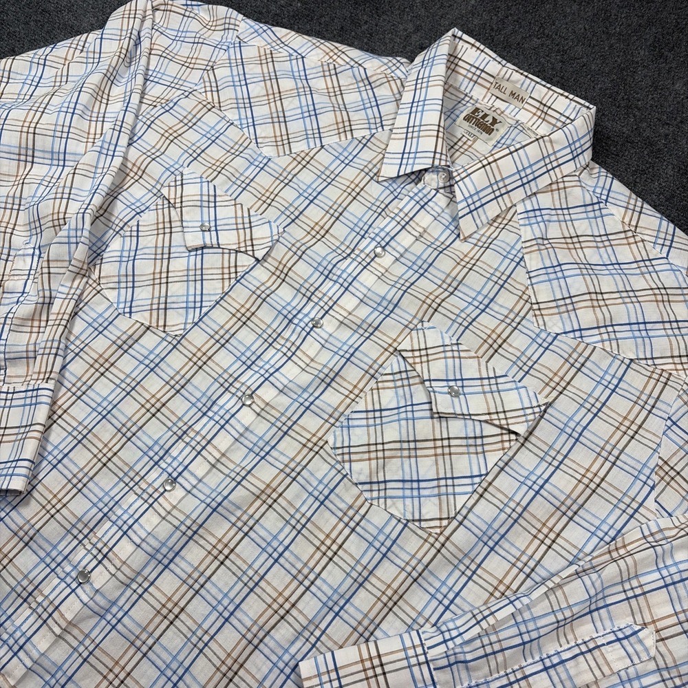 Ely Cattleman Tall Man 3XLT Plaid Western Flannel Shirt Long Sleeve Pearl Snap